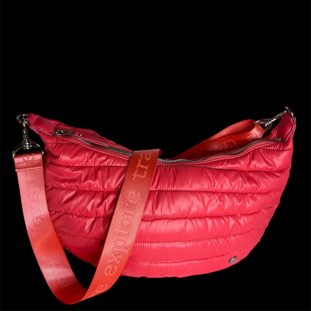 Pink Crescent Quilted Shoulder Bag, Pre-loved.